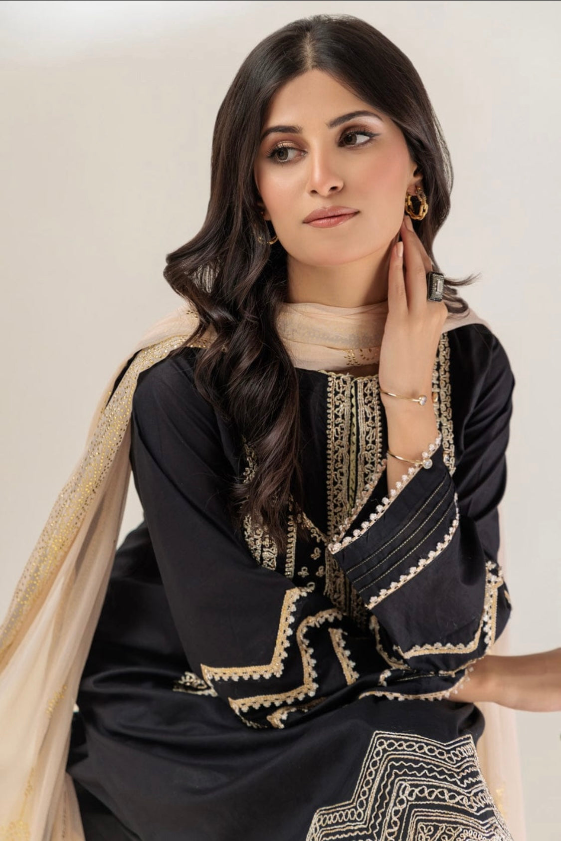BLACK SATRANGI CAMBRIC 3-PIECE