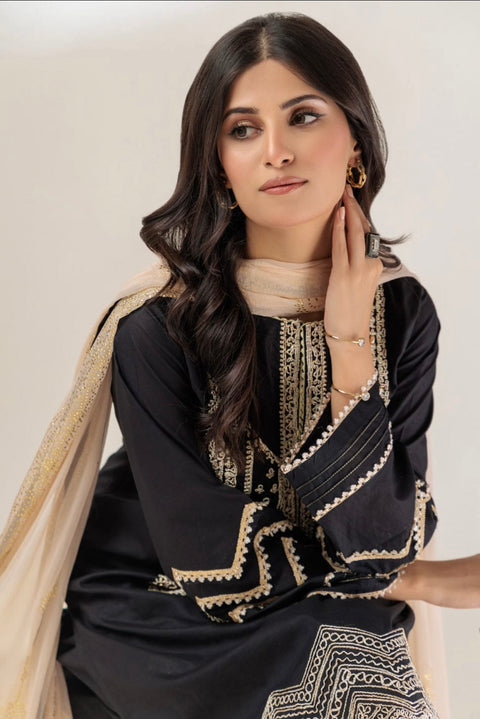 BLACK SATRANGI CAMBRIC 3-PIECE