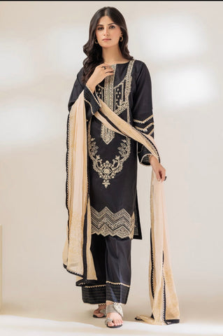 BLACK SATRANGI CAMBRIC 3-PIECE