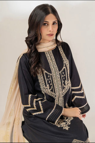 BLACK SATRANGI CAMBRIC 3-PIECE