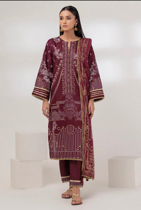MAROON VISCOSE 3-PIECE