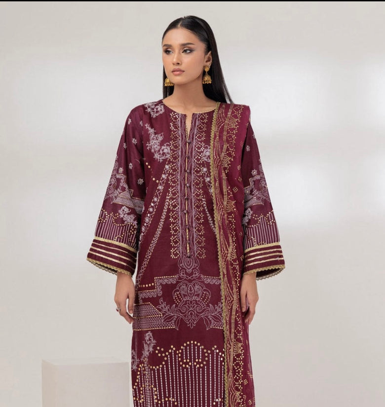 MAROON VISCOSE 3-PIECE