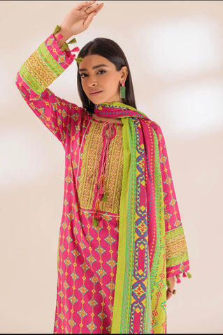 PINK EMBROIDERED  3-PIECE
