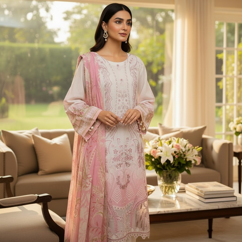 Elegant Pastel Embroidered Suit