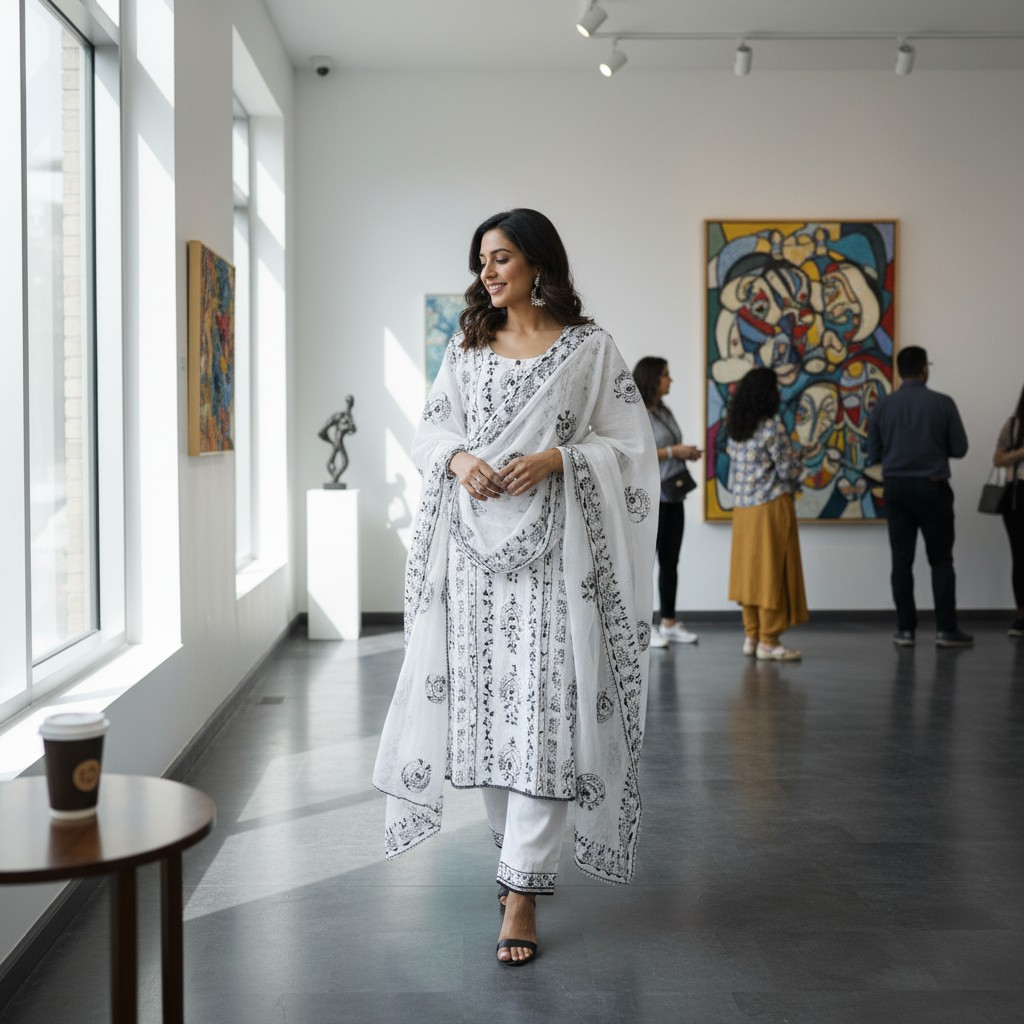 A graceful and timeless ensemble in soft white