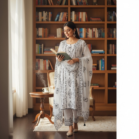 A graceful and timeless ensemble in soft white