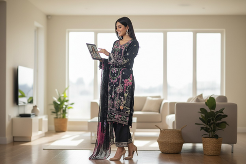 Black Floral Statement Suit