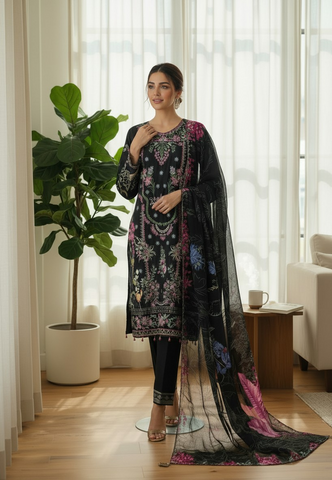 Black Floral Statement Suit