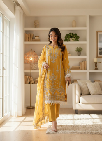 Mustard Yellow Festive Wear