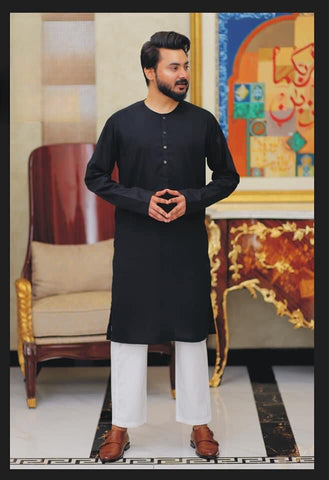 JET-BLACK-KURTA-WITH-WHITE-TROUSER